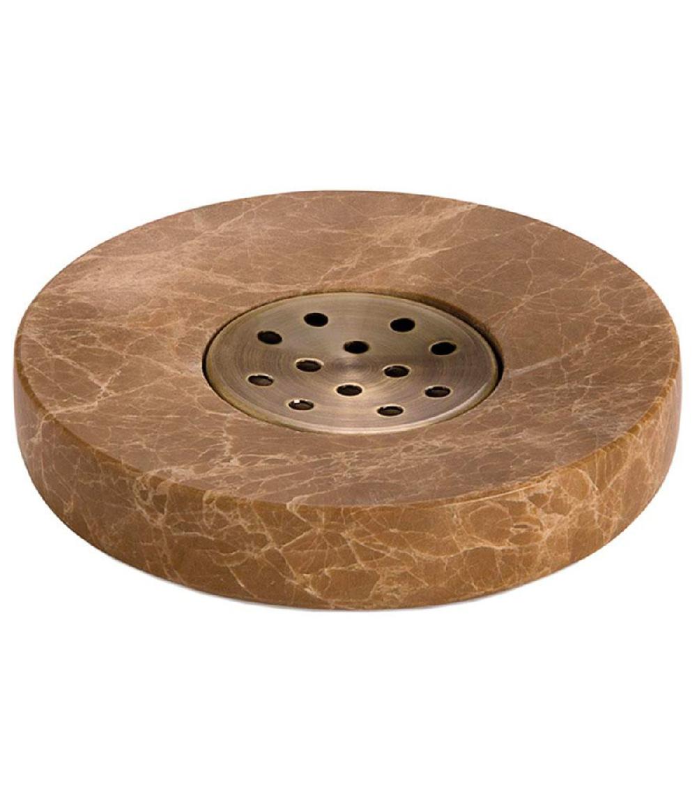 Wadiga Porte Savon Rond Marbre Brun 11x11x2cm