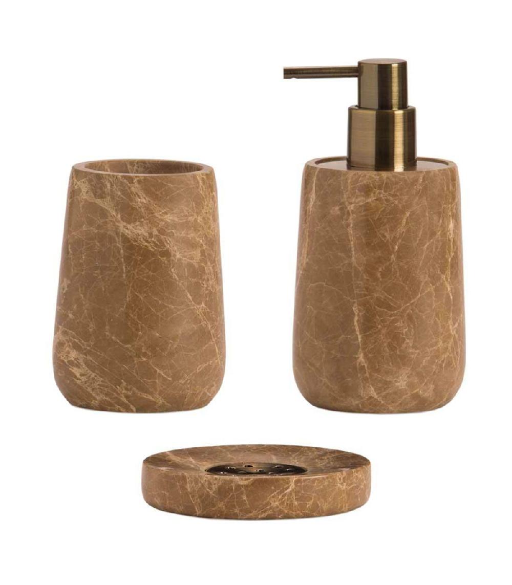 Wadiga Porte Savon Rond Marbre Brun 11x11x2cm