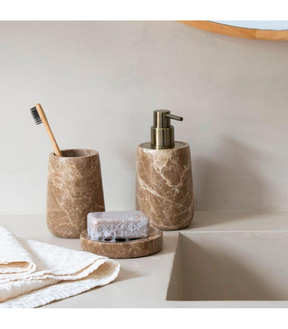 Wadiga Porte Savon Rond Marbre Brun 11x11x2cm