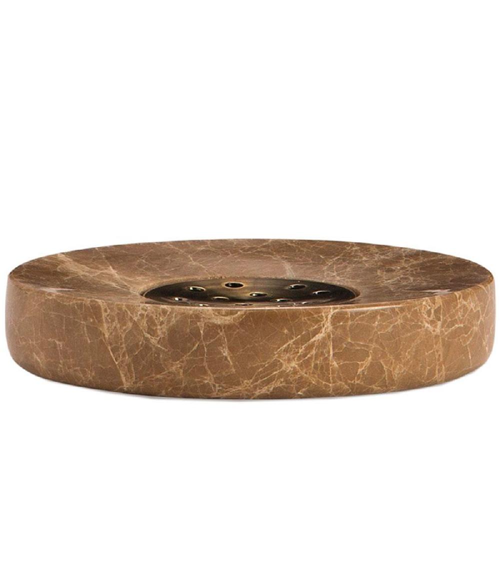 wadiga Porte savon rond marbre brun 11x11x2cm