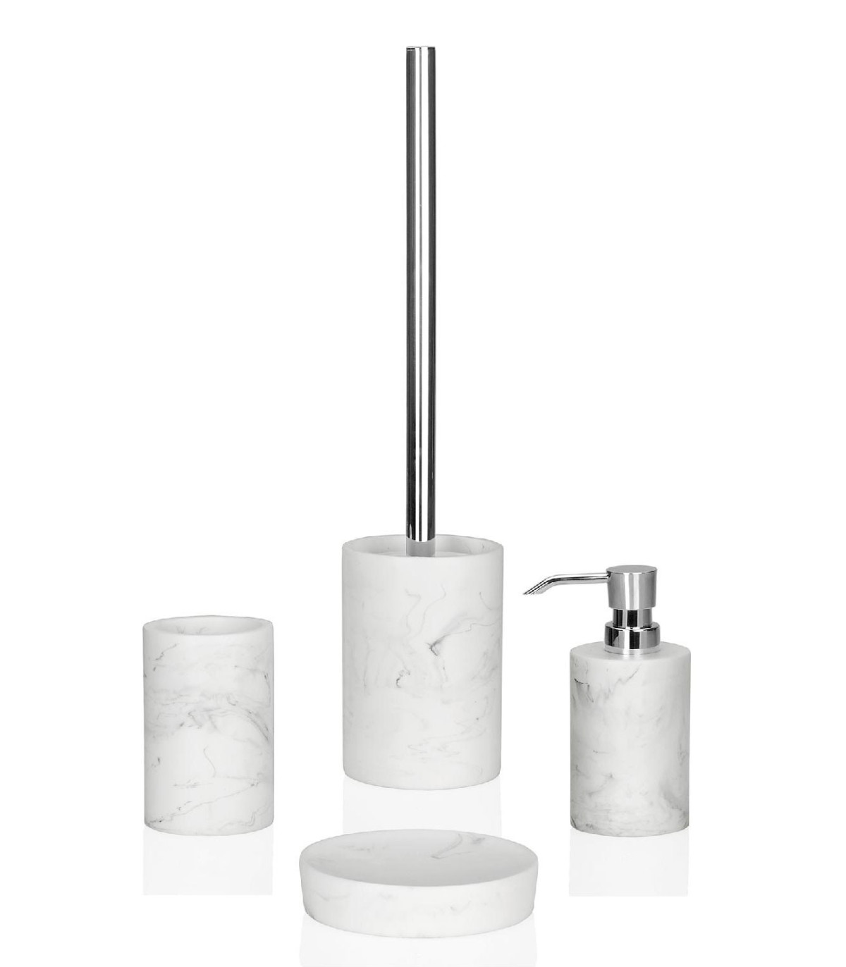 Wadiga Porte Savon Rond Résine Effet Marbre Blanc