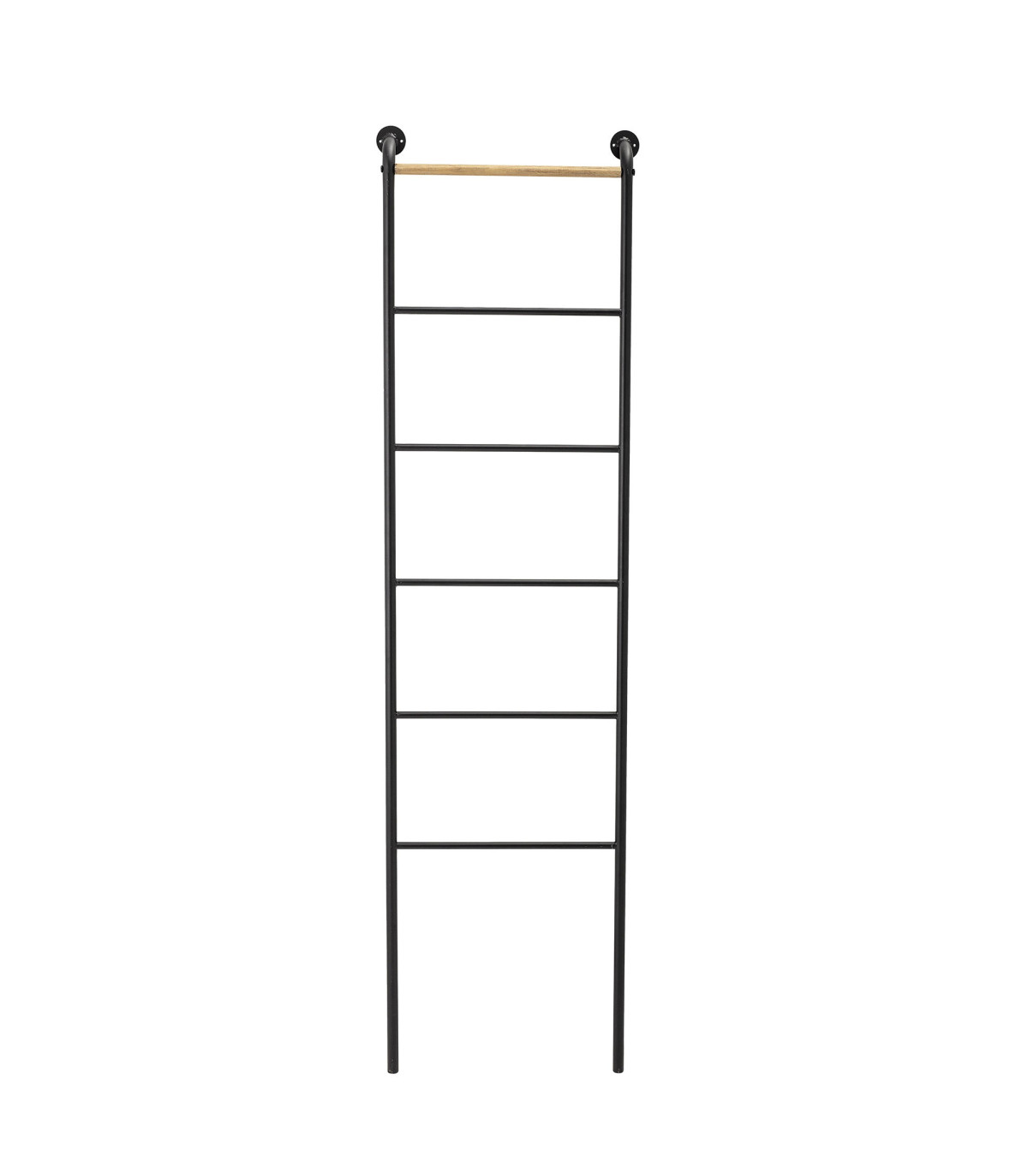 Wadiga Porte-Serviette Échelle Métal Noir Et Bois