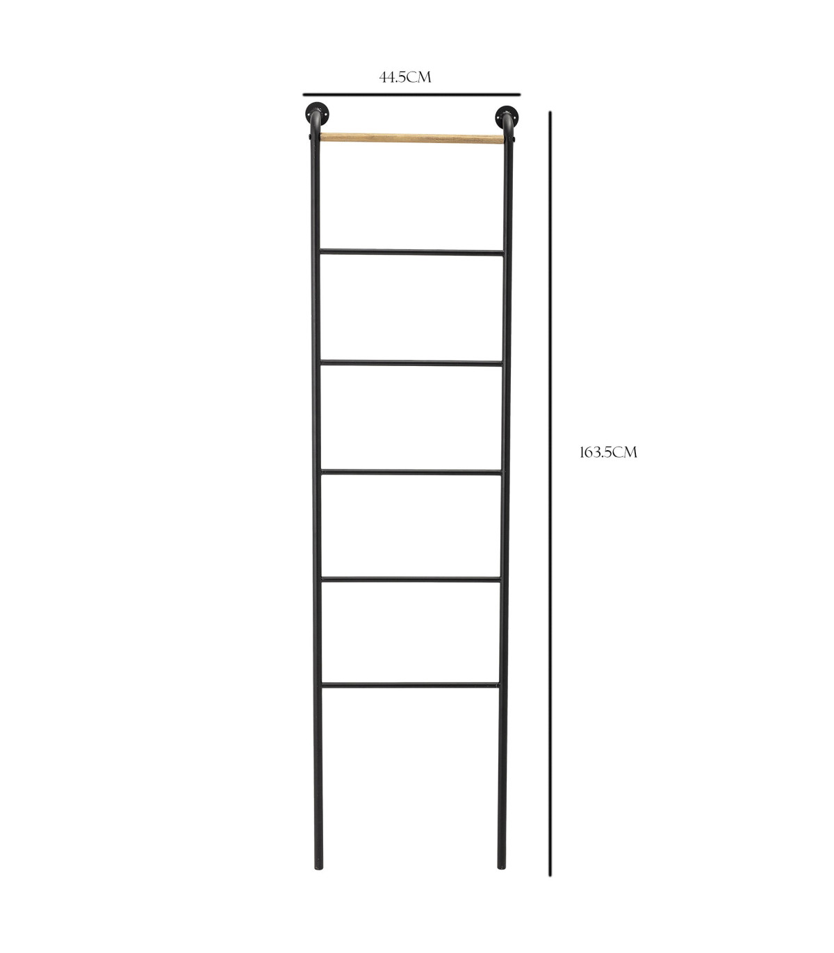 Wadiga Porte-Serviette Échelle Métal Noir Et Bois