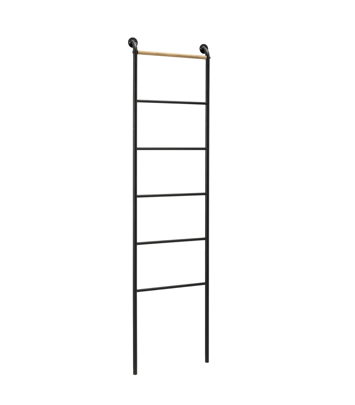 wadiga Porte-Serviette Échelle Métal Noir et Bois