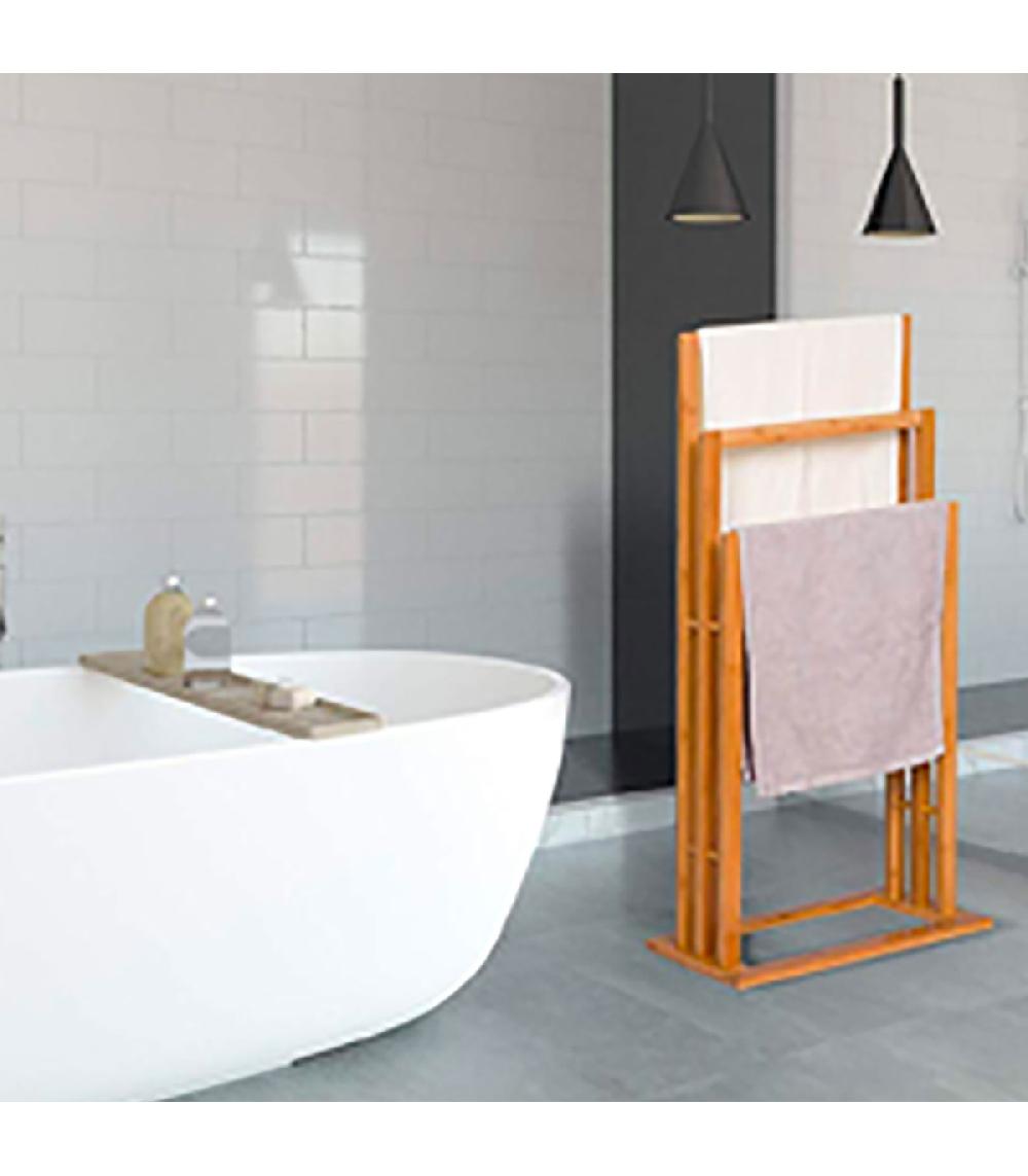 Wadiga Porte Serviette Sur Pied En Bambou 3 Bras