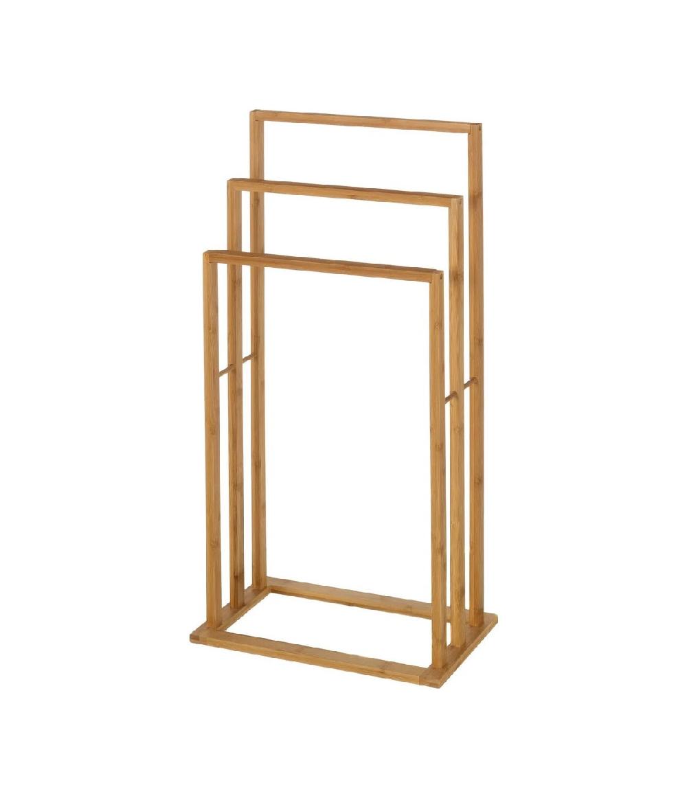 wadiga Porte Serviette sur Pied en Bambou 3 Bras