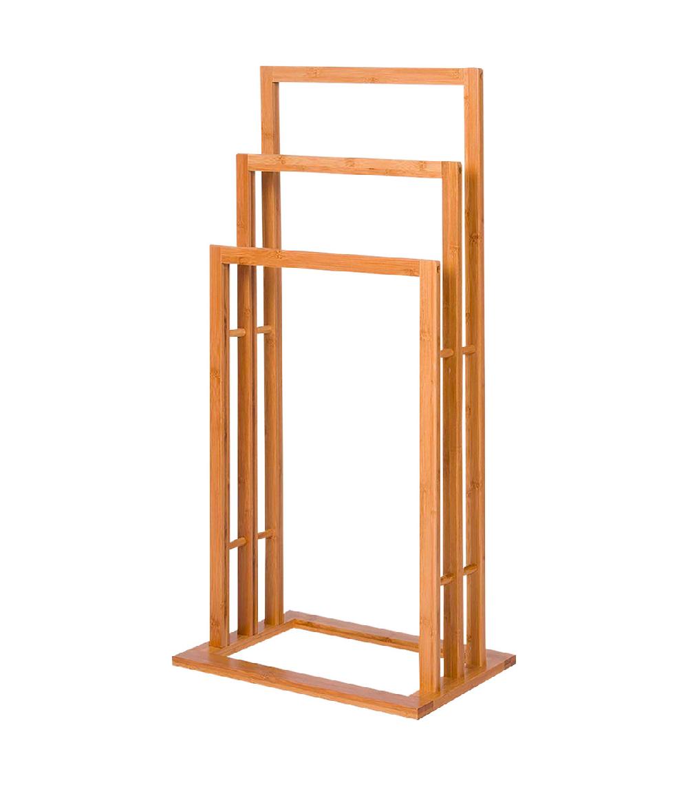 wadiga Porte serviette sur pied en bambou 3 bras