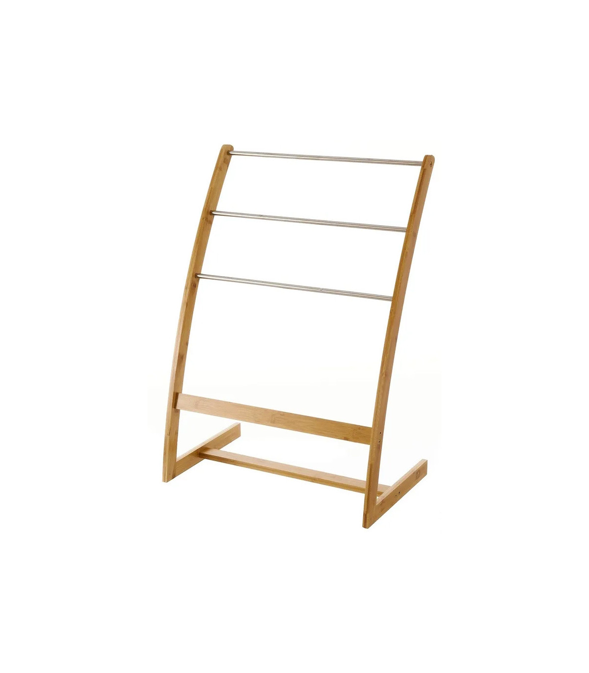 wadiga Porte serviette sur pied en bambou et inox