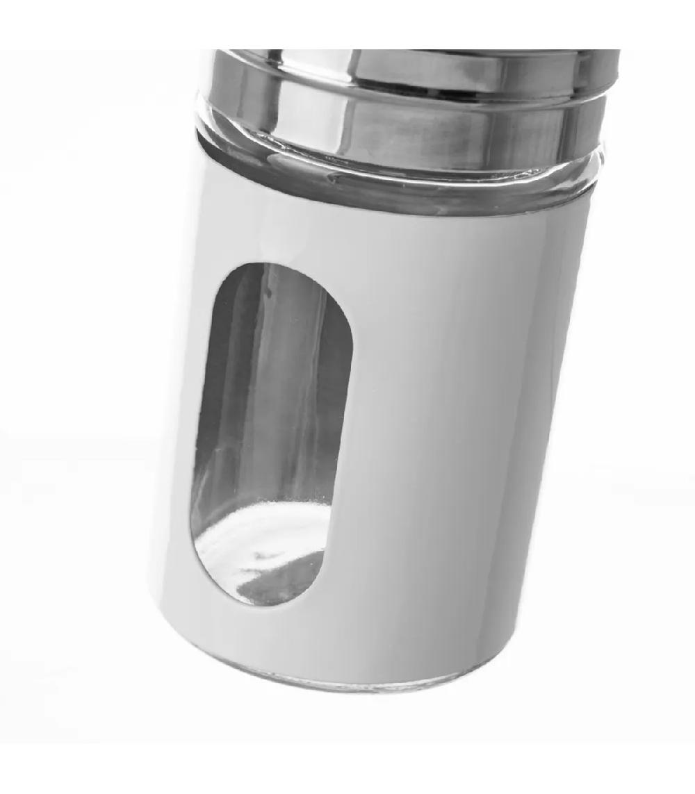 Wadiga Pot à épices Rond En Métal Et Verre Blanc