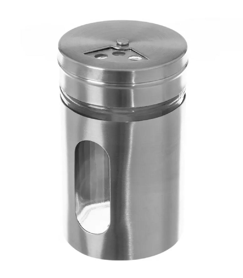 wadiga Pot à épices rond en métal et verre