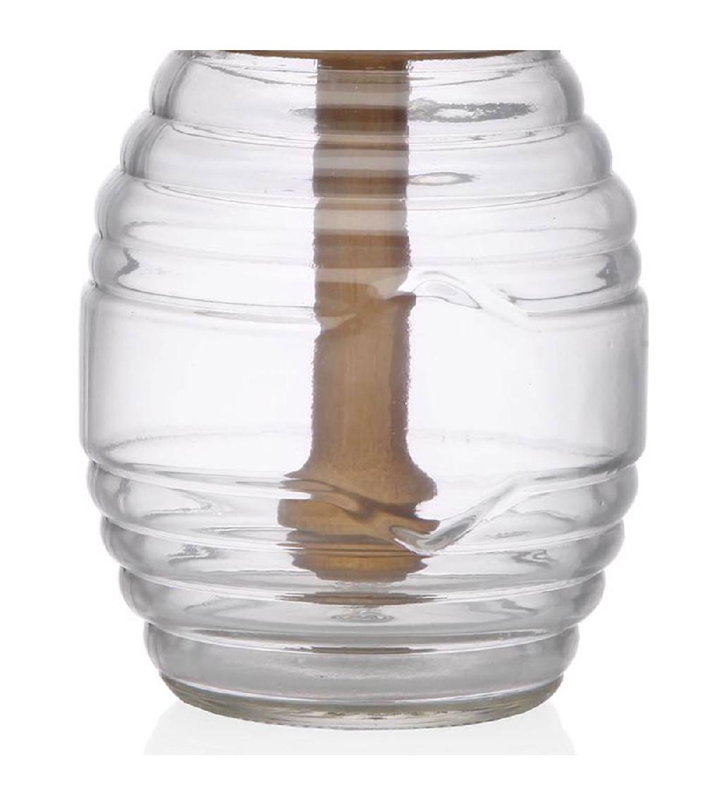 Wadiga Pot à Miel Verre Et Bambou 8.3x8.3x14.2cm