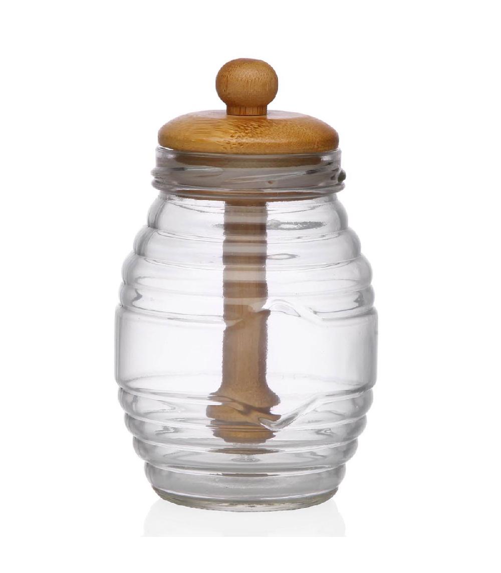 wadiga Pot à miel verre et bambou 8.3x8.3x14.2cm