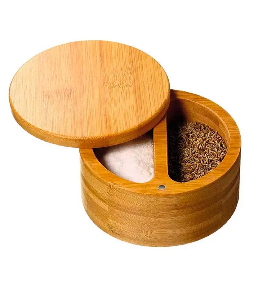 wadiga Pot à sel et poivre bambou 12x12x6cm