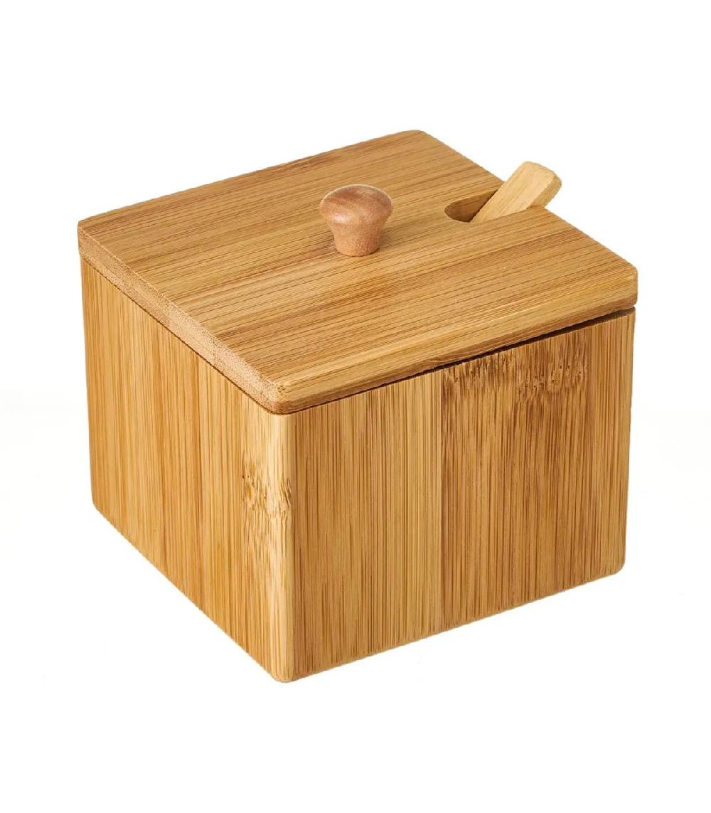 wadiga Pot à sucre ou sel en bambou 10x10x9.5cm