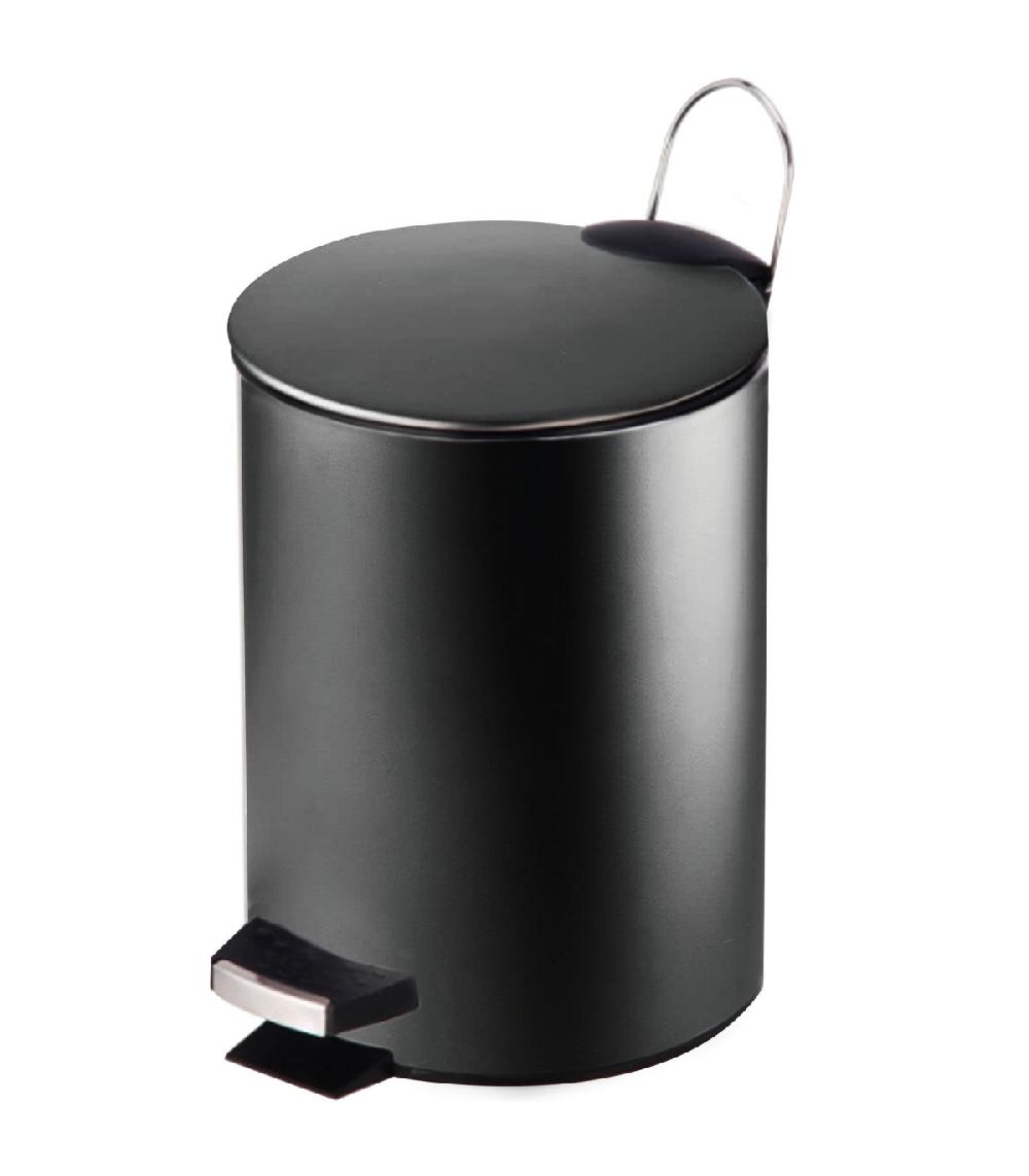 wadiga Poubelle de cuisine métal noir ronde 20L