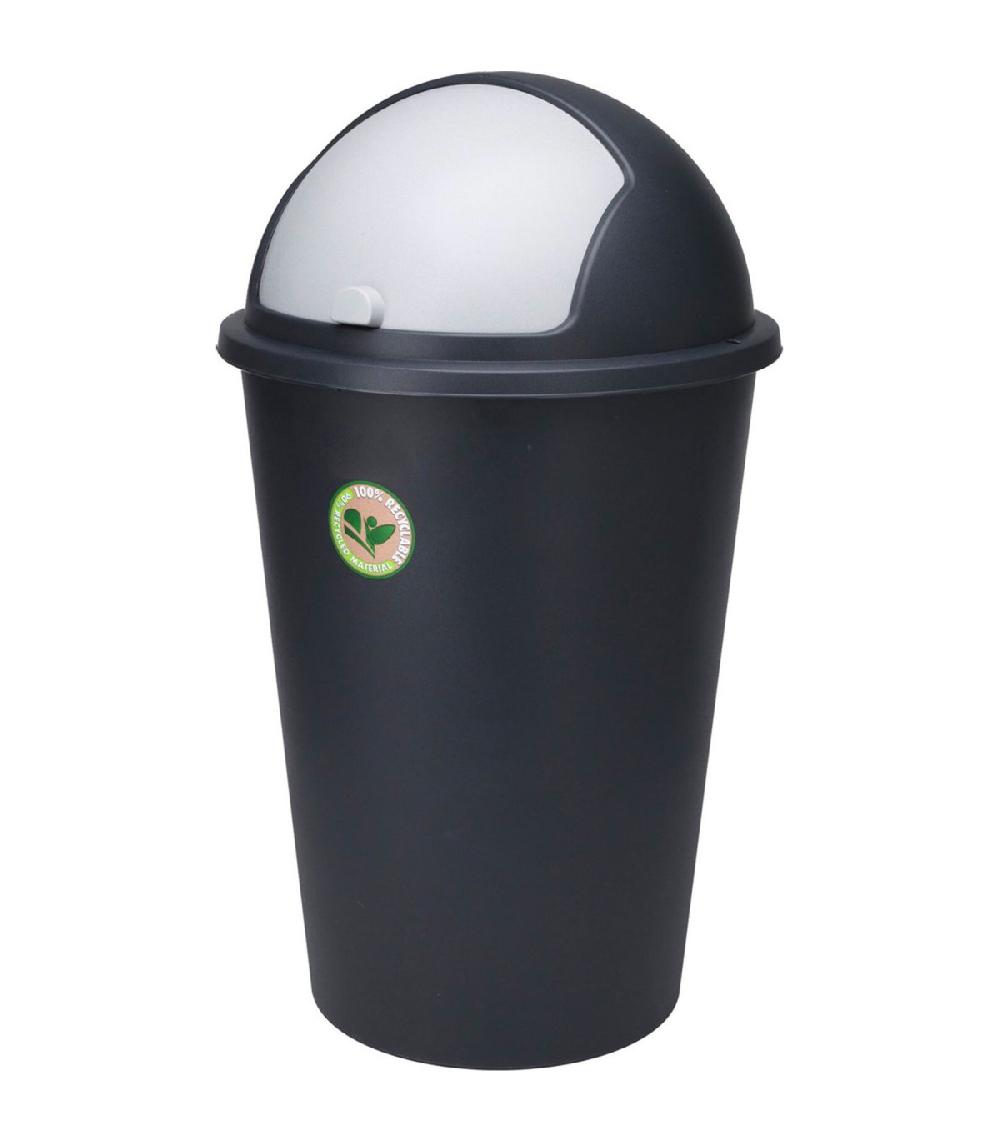 wadiga Poubelle de cuisine plastique noir 50L