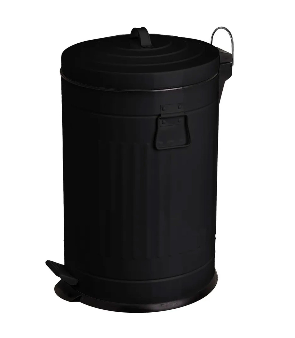 wadiga Poubelle de cuisine rétro en métal noir 20L