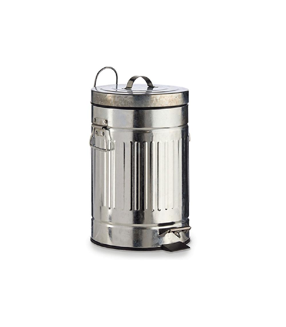 Wadiga Poubelle Rétro En Métal Argenté - 7L