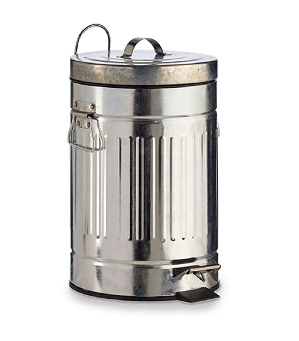wadiga Poubelle Rétro en Métal Argenté - 7L