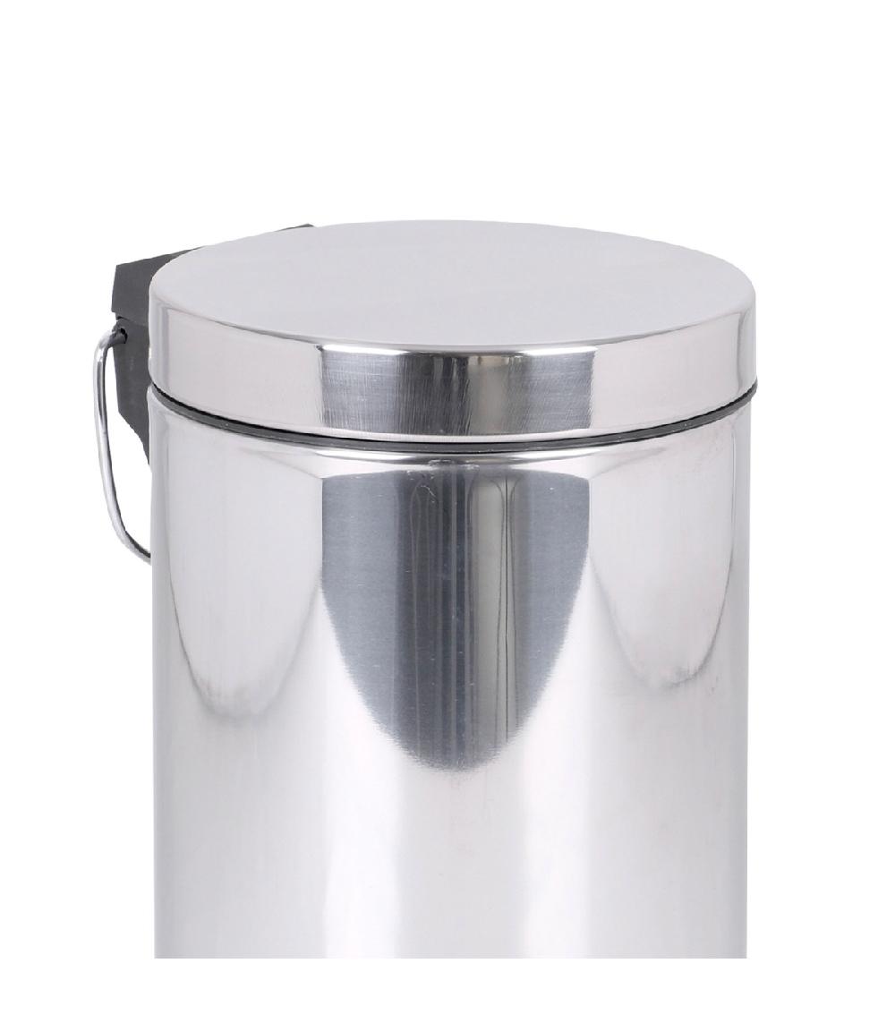 Wadiga Poubelle Ronde à Pédale Chrome Brillant 3L