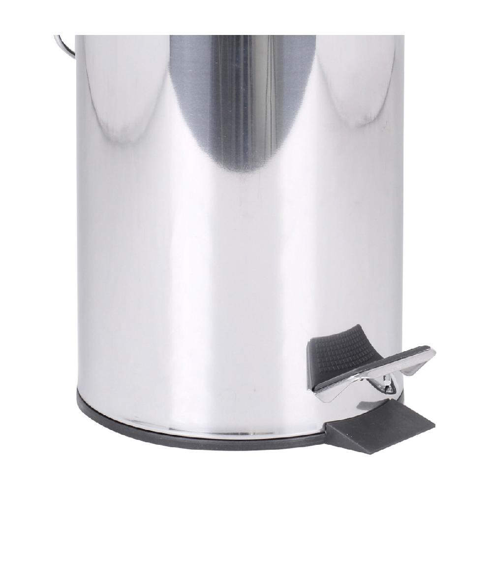 Wadiga Poubelle Ronde à Pédale Chrome Brillant 3L