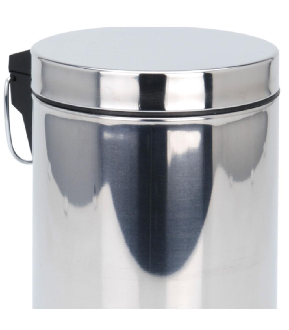 Wadiga Poubelle Ronde à Pédale En Inox Brillant - 3L