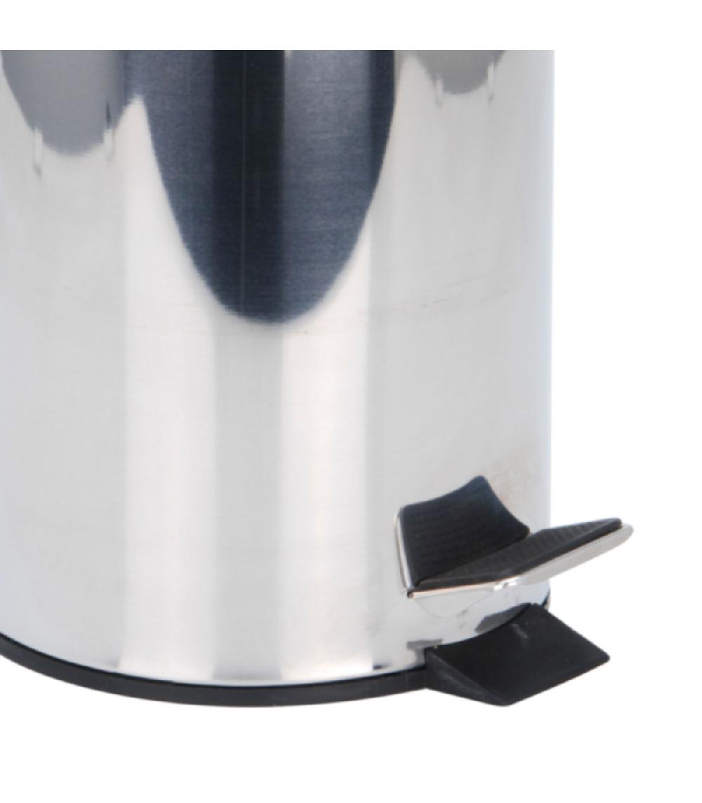 Wadiga Poubelle Ronde à Pédale En Inox Brillant - 3L