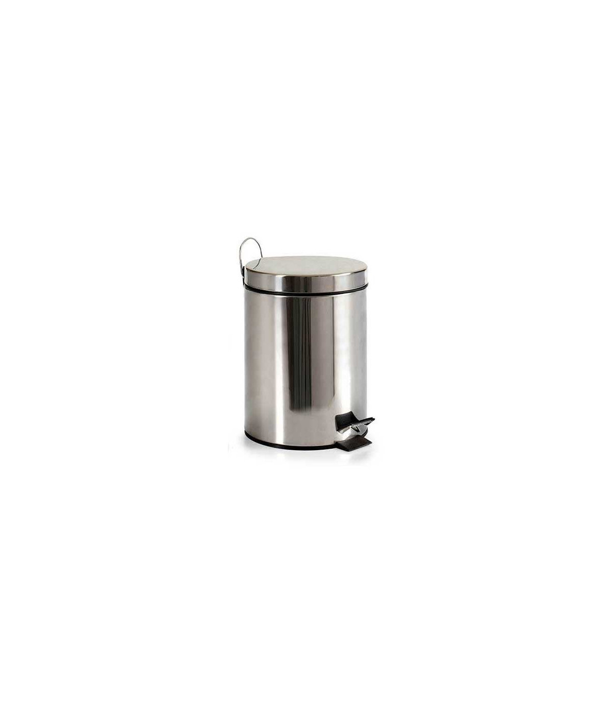 wadiga Poubelle Ronde à Pédale en Inox Brillant - 5L