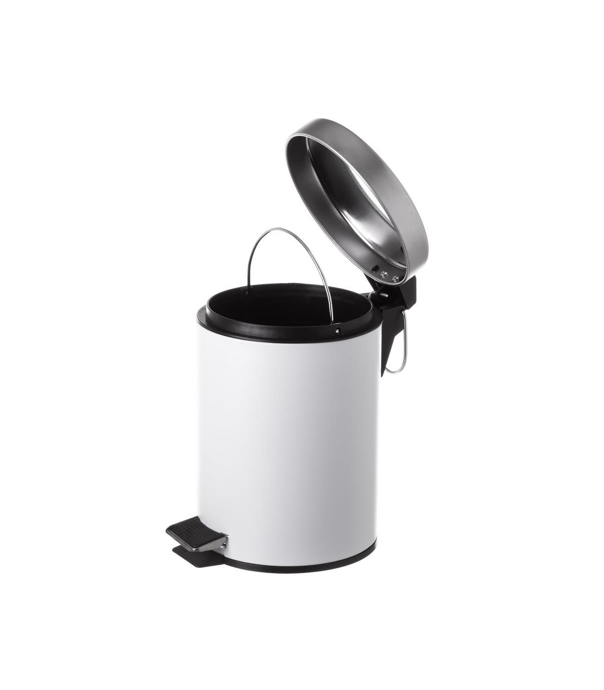 Wadiga Poubelle Ronde à Pédale En Métal Blanc- 3L