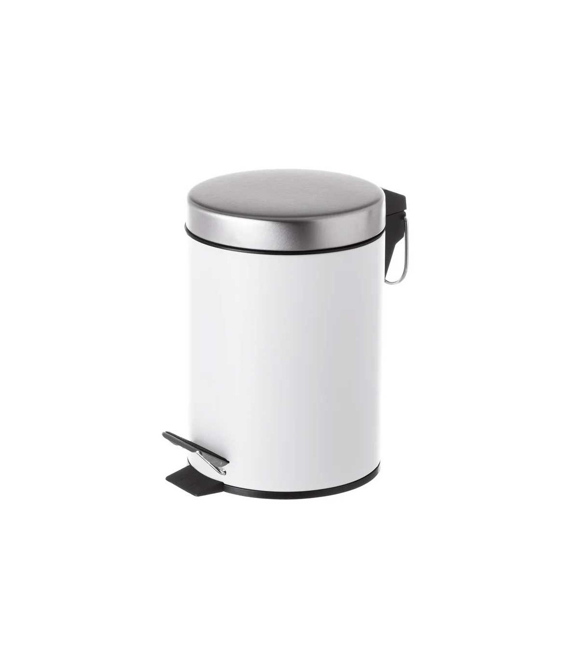 wadiga Poubelle Ronde à Pédale en Métal Blanc- 3L