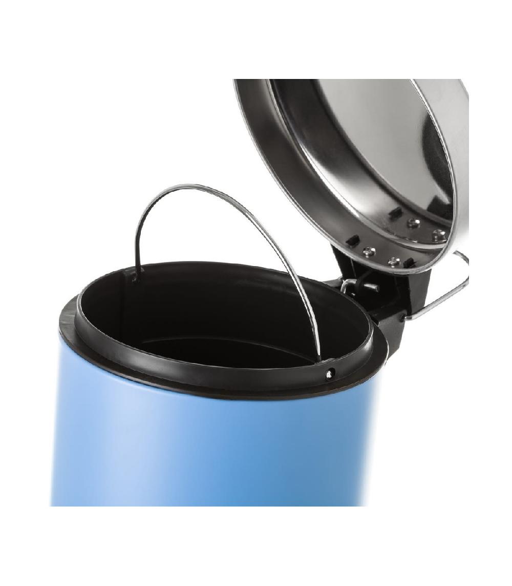 Wadiga Poubelle Ronde à Pédale En Métal Bleu - 3L