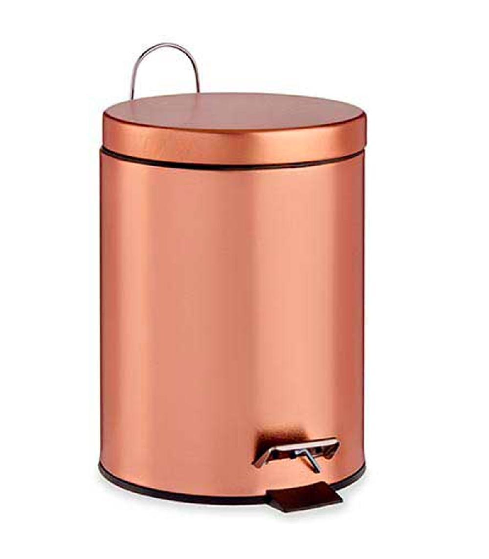 Wadiga Poubelle Ronde à Pédale En Métal Cuivre 3L