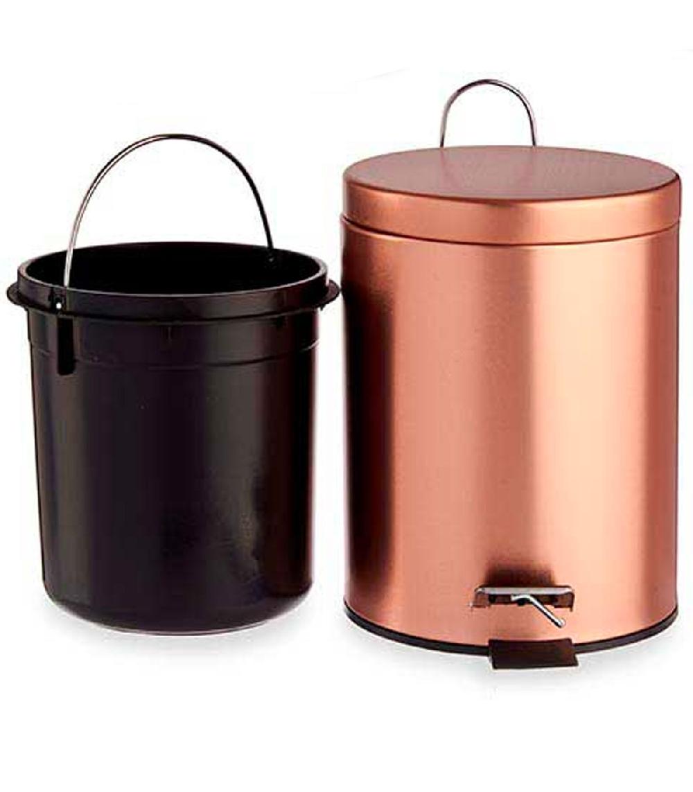 Wadiga Poubelle Ronde à Pédale En Métal Cuivre 3L