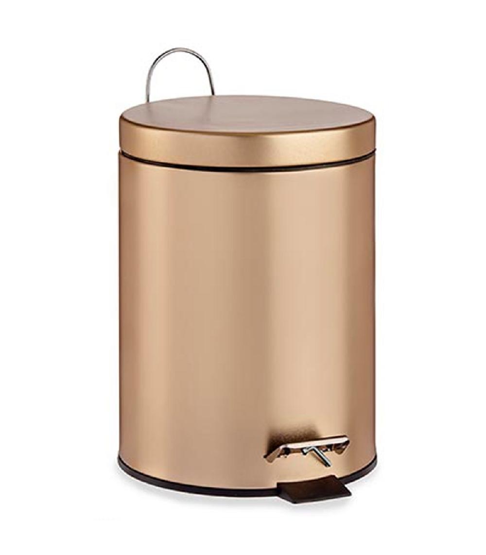 Wadiga Poubelle Ronde à Pédale En Métal Doré - 5L