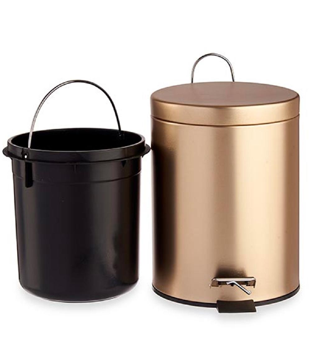 Wadiga Poubelle Ronde à Pédale En Métal Doré - 5L