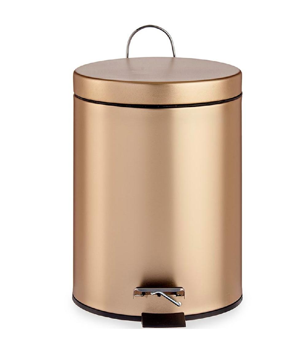 wadiga Poubelle ronde à pédale en métal doré - 5L