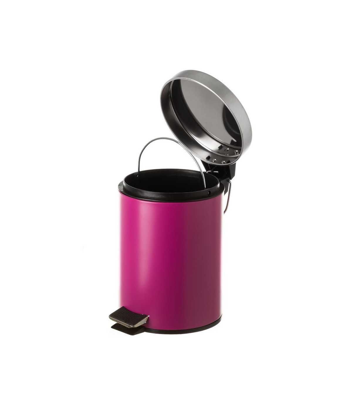 Wadiga Poubelle Ronde à Pédale En Métal Fuchsia - 3L