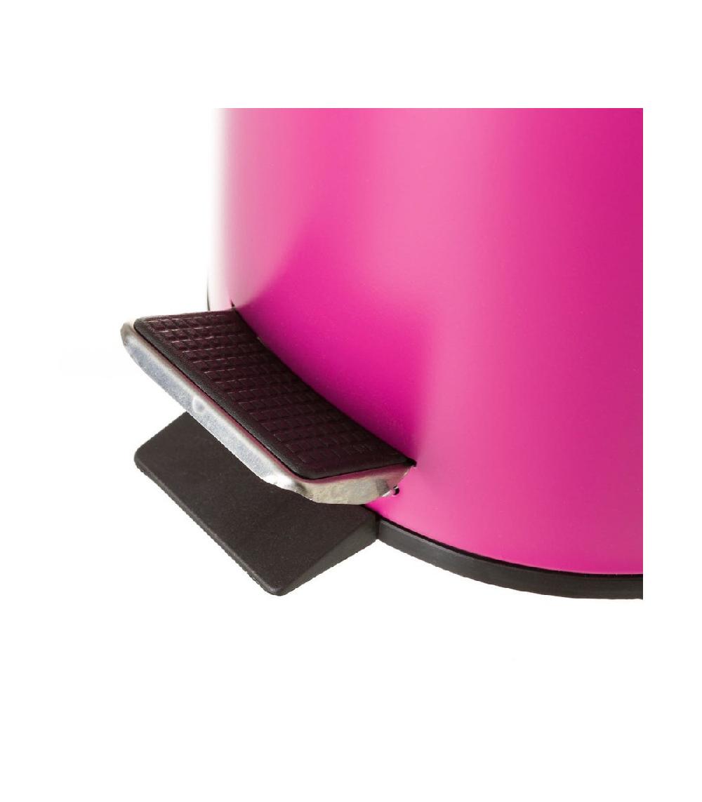 Wadiga Poubelle Ronde à Pédale En Métal Fuchsia - 3L