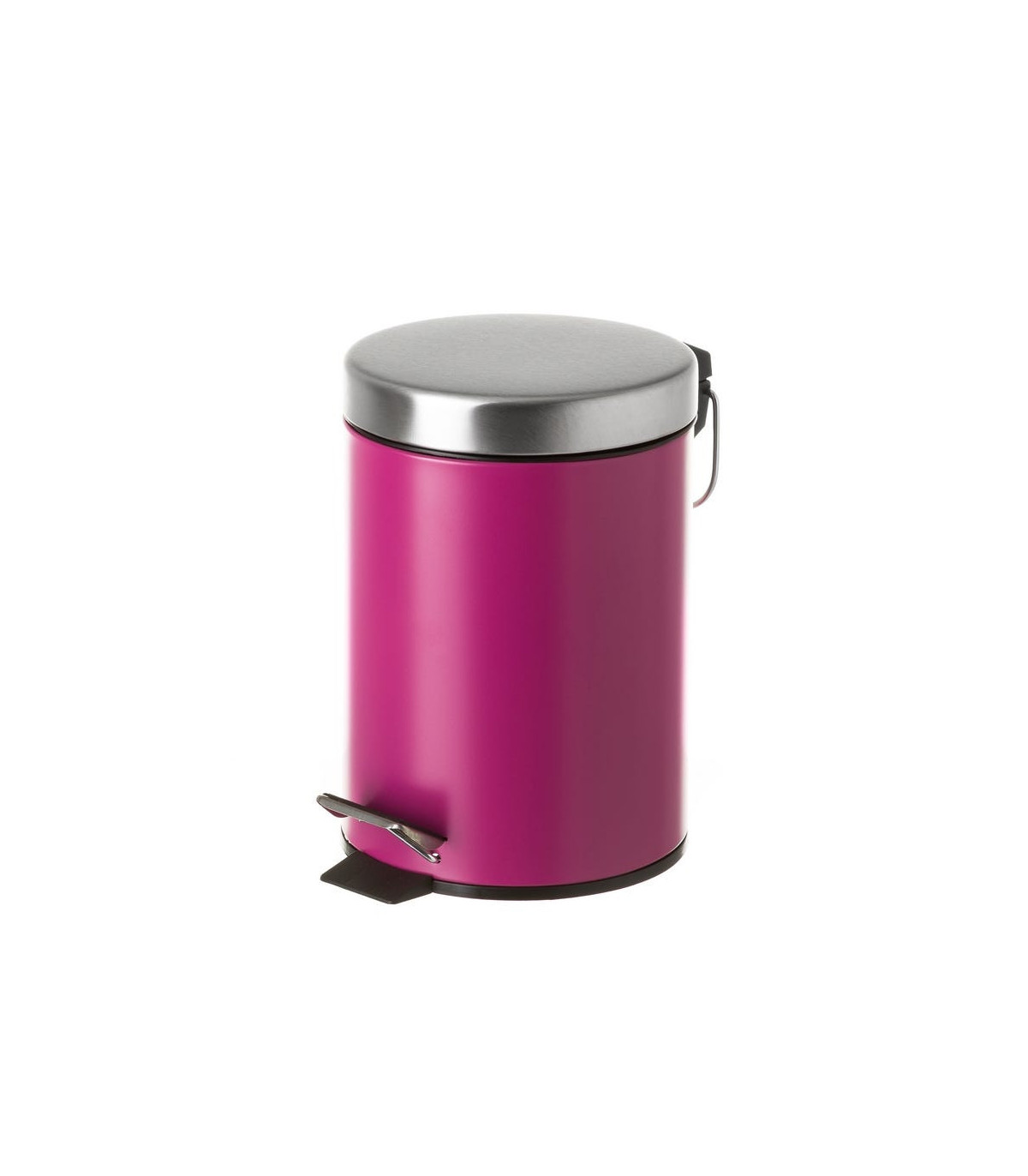 wadiga Poubelle ronde à pédale en métal fuchsia - 3L