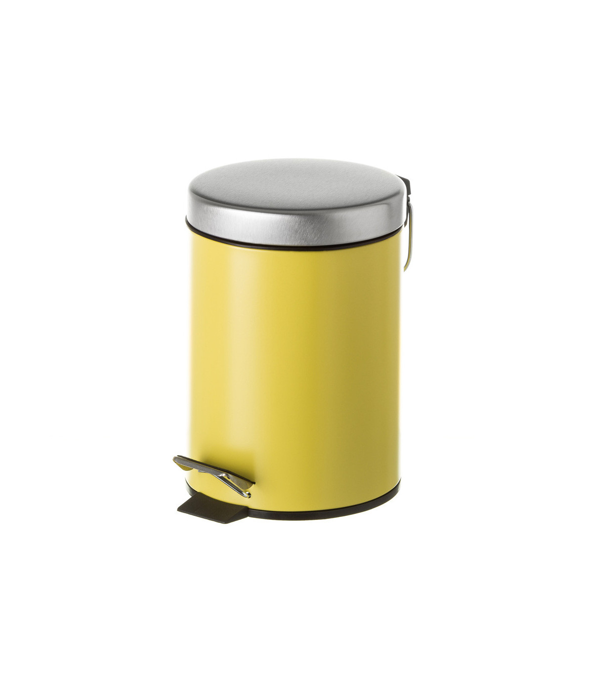wadiga Poubelle ronde à pédale en métal jaune - 3L
