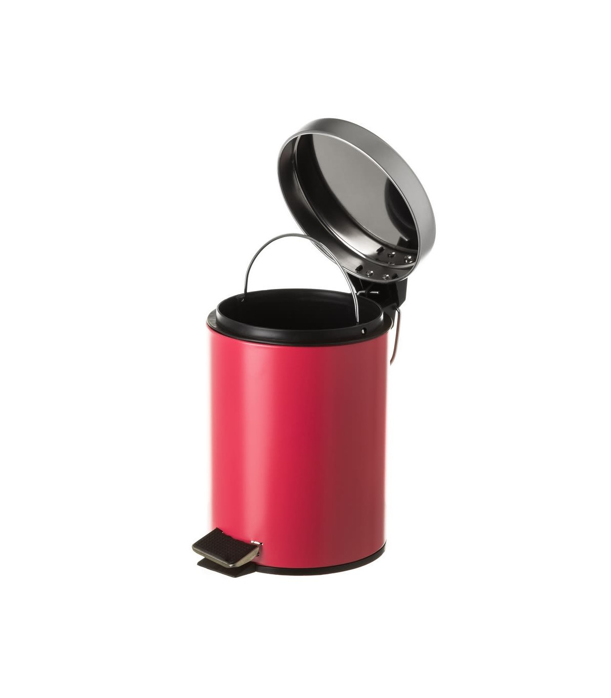 Wadiga Poubelle Ronde à Pédale En Métal Rouge - 3L