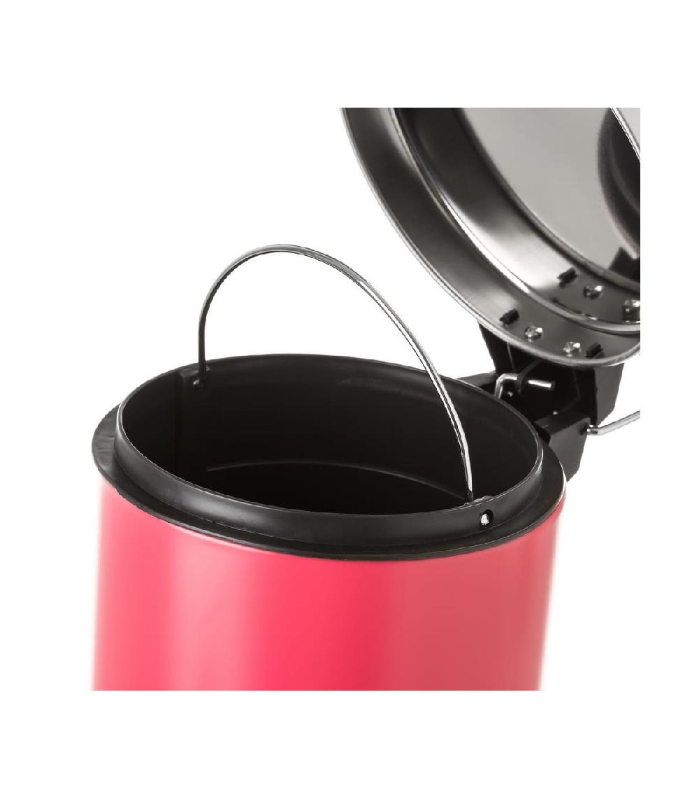 Wadiga Poubelle Ronde à Pédale En Métal Rouge - 3L