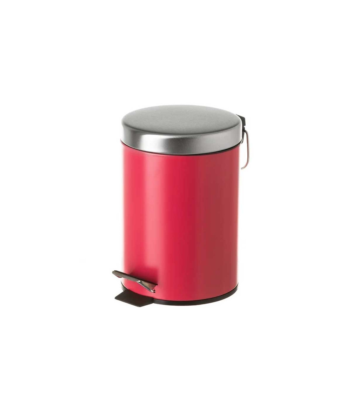 wadiga Poubelle Ronde à Pédale en Métal Rouge - 3L