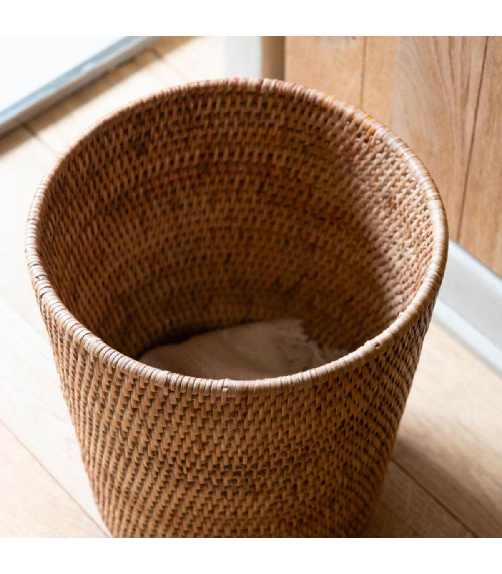 Wadiga Poubelle Ronde En Rotin Tressé 27x27x30cm