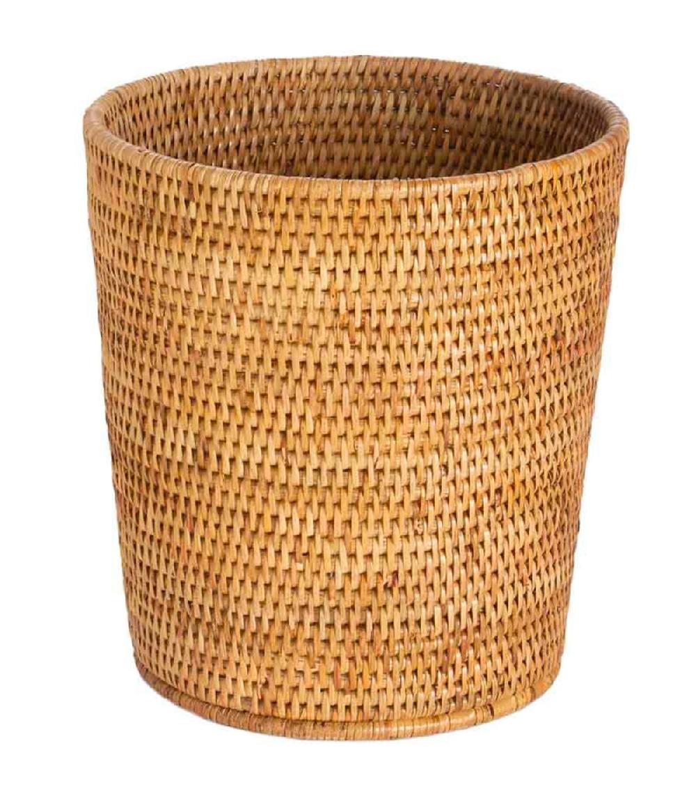 wadiga Poubelle ronde en rotin tressé 27x27x30cm