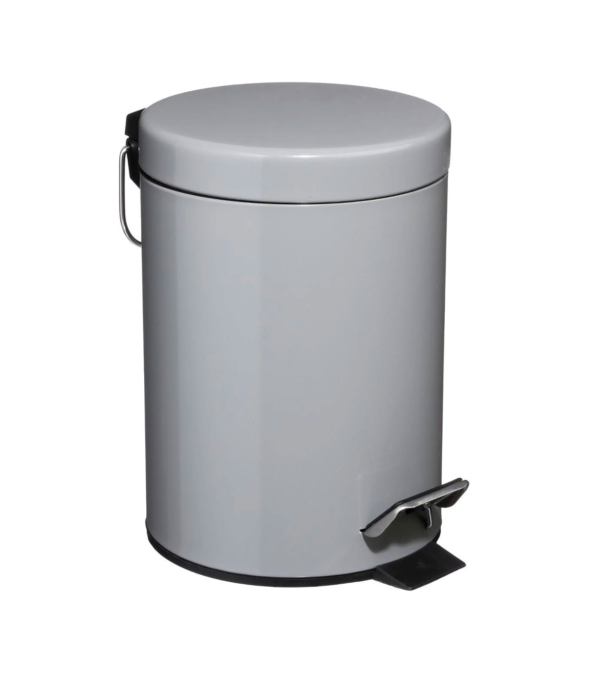 wadiga Poubelle salle de bain métal gris ronde - 3L