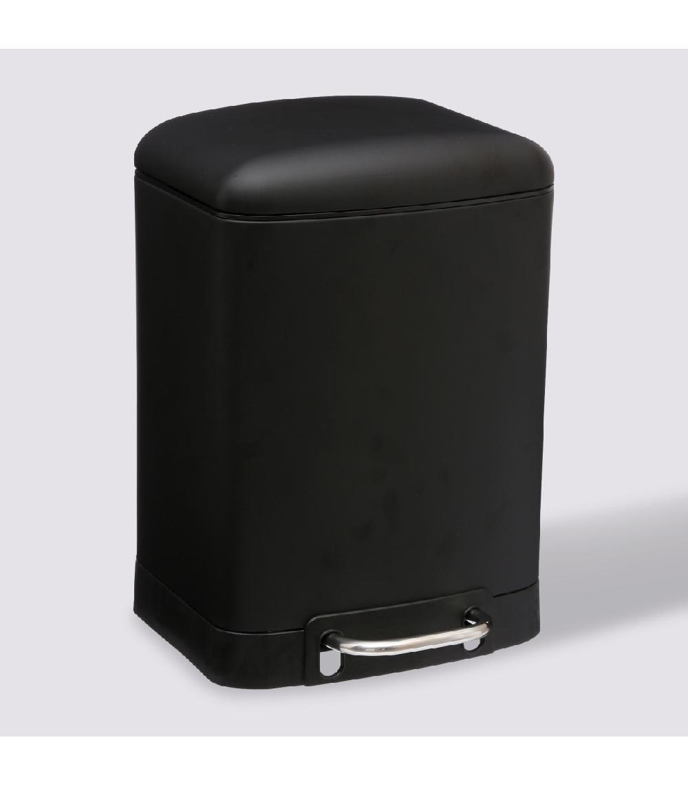 Wadiga Poubelle Salle De Bain Métal Noir - 6L