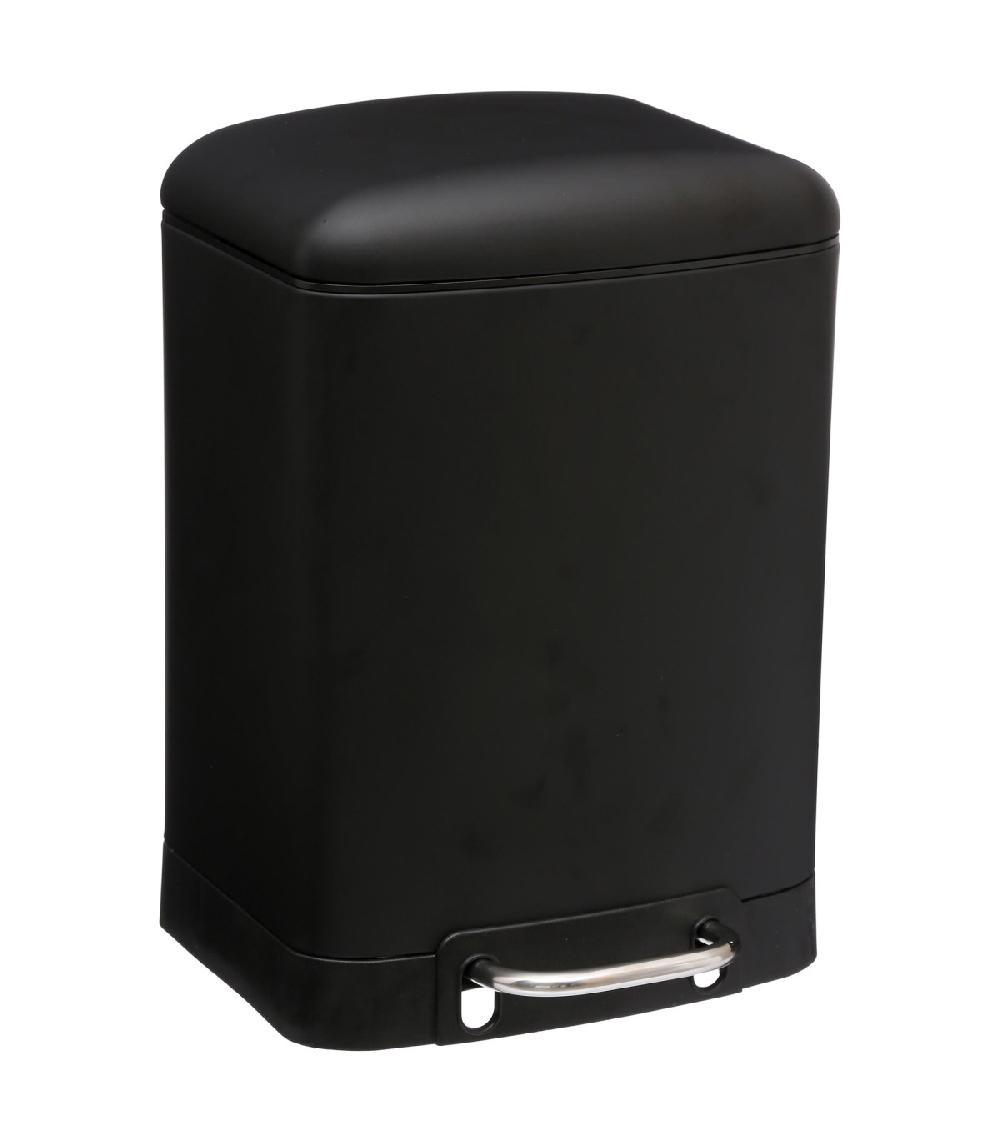 wadiga Poubelle salle de bain métal noir - 6L
