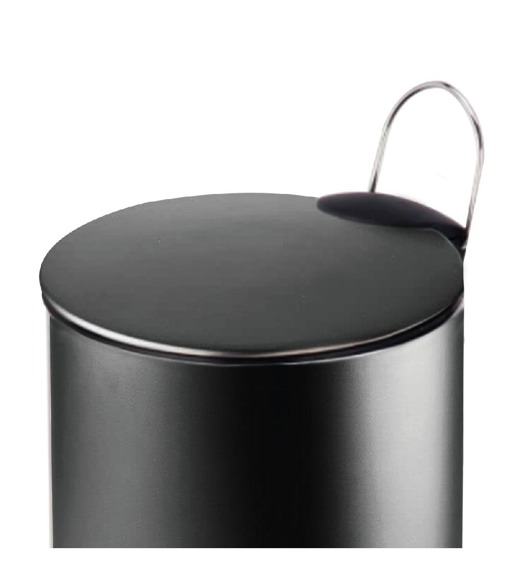 Wadiga Poubelle Salle De Bain Métal Noir Ronde 12L