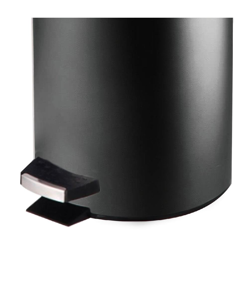 Wadiga Poubelle Salle De Bain Métal Noir Ronde 12L